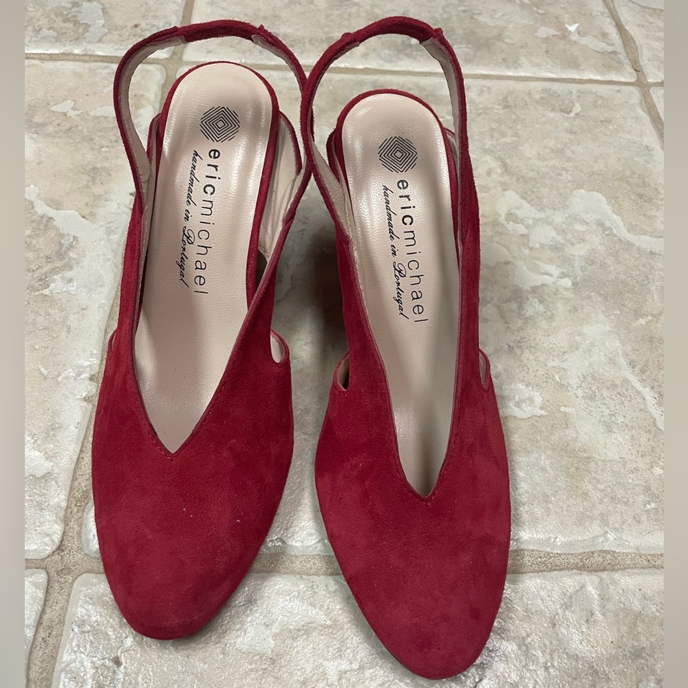 NWOT Eric Michael Red leather heels. Size 37